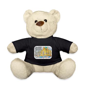 Helsinki Finland Watercolor Sketch Illustration - Teddy Bear - black - Front