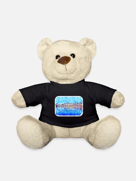 Schweden Wahrzeichen Aquarell Skizze Farbe Zeichnung - Teddy - Schwarz
