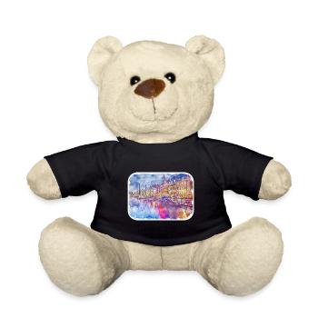 Copenhagen Denmark Watercolor Sketch Illustration - Teddy Bear - black - Front
