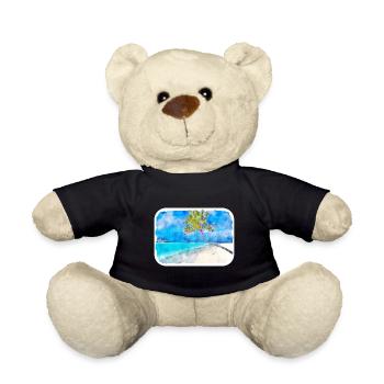 Maldives Watercolor Sketch Hand Drawn Illustration - Teddy Bear - black - Front