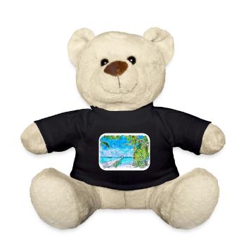 Maldives Watercolor Sketch Hand Drawn Illustration - Teddy Bear - black - Front