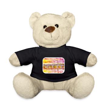 Singapore Watercolor Sketch Hand Drawn Painting - Teddy Bear - black - Front