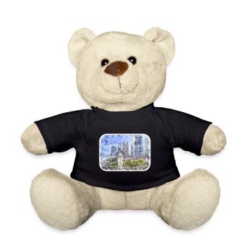 Singapore Watercolor Sketch Hand Drawn Painting - Teddy Bear - black - Front