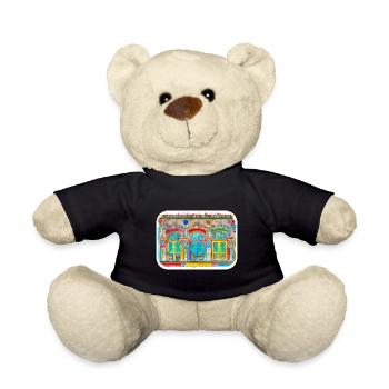 India Landmark Watercolor Sketch Paint Illustratio - Teddy Bear - black - Front