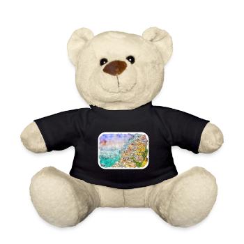 Positano Italy Watercolor Sketch Drawn Illustratio - Teddy Bear - black - Front