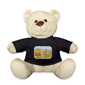 Amsterdam Niederlande Aquarellskizze Zeichnung - Teddy - Schwarz - Vorne