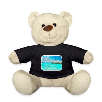 Maldives Watercolor Sketch Hand Drawn Illustration - Teddy Bear - black - Front