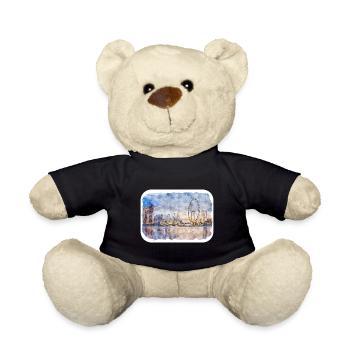 Singapore Watercolor Sketch Hand Drawn Painting - Teddy Bear - black - Front