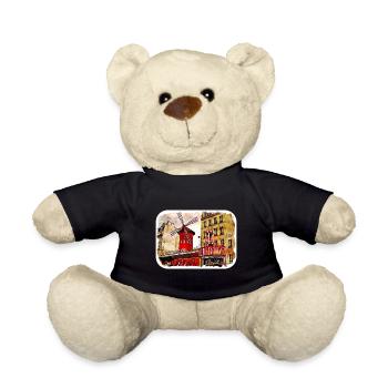 Frankreich Aquarellskizze Handgezeichnete Illustration - Teddy - Schwarz - Vorne