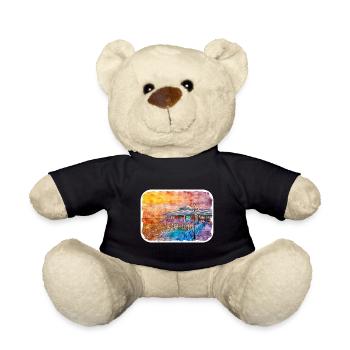 Maldives Watercolor Sketch Hand Drawn Illustration - Teddy Bear - black - Front