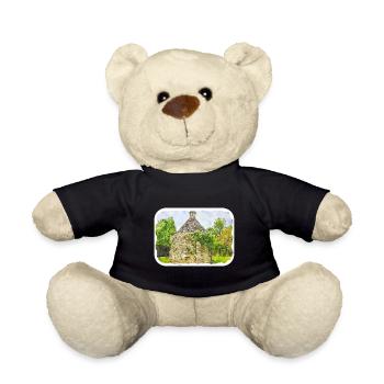 England UK Watercolor Sketch Drawn Illustration - Teddy Bear - black - Front