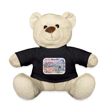 Prague Czechia Watercolor Sketch - Teddy Bear - black - Front