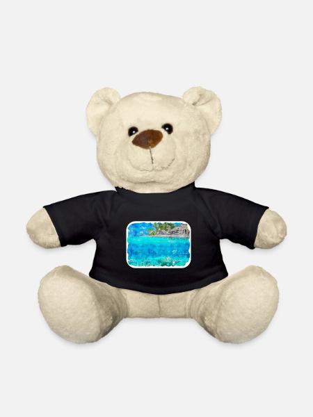 Malediven Aquarellskizze Handgezeichnete Illustration - Teddy - Schwarz