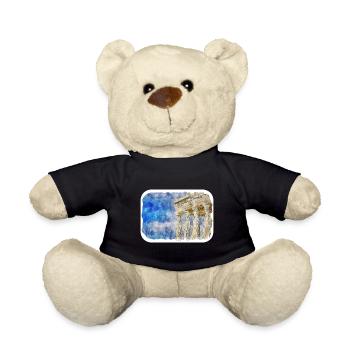 Athènes Grèce Aquarelle Esquisse Dessinée Peinture - Nounours - noir - Devant