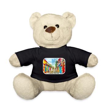 Cartagena Kolumbien Aquarell Skizze Gezeichnet Illustr - Teddy - Schwarz - Vorne