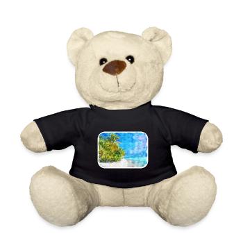 Maldives Watercolor Sketch Hand Drawn Illustration - Teddy Bear - black - Front
