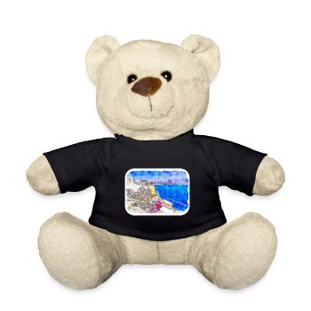 Santorini Griechenland Aquarellskizze gezeichnete Zeichnung - Teddy - Schwarz - Vorne