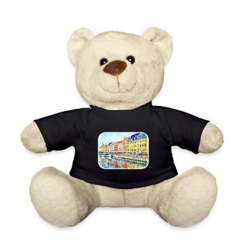 Copenhagen Denmark Watercolor Sketch Illustration - Teddy Bear - black - Front