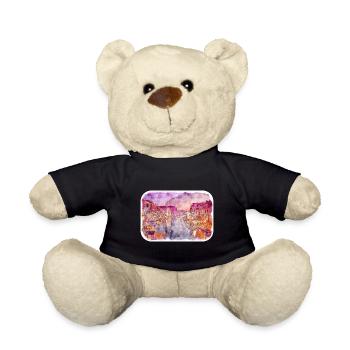 Italy Watercolor Sketch Hand Drawn Illustration - Teddy Bear - black - Front
