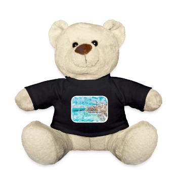 European Coast Watercolor Sketch Drawn Illustratio - Teddy Bear - black - Front