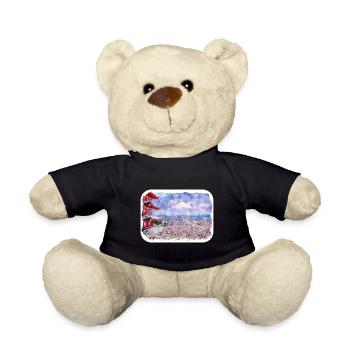 Japan Aquarellskizze Handgezeichnete Illustration - Teddy - Schwarz - Vorne