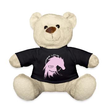 Horse Love Riding Sport Horse Love Pink Mane Gir - Teddy Bear - black - Front