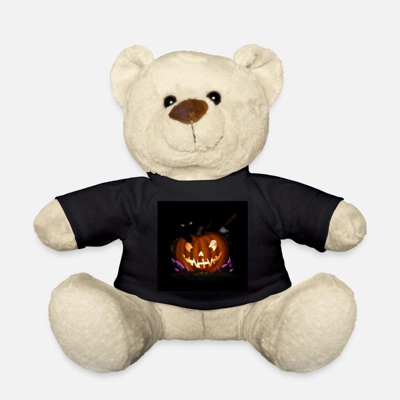 Geschnitzter Halloween Kürbis - Teddy - Schwarz