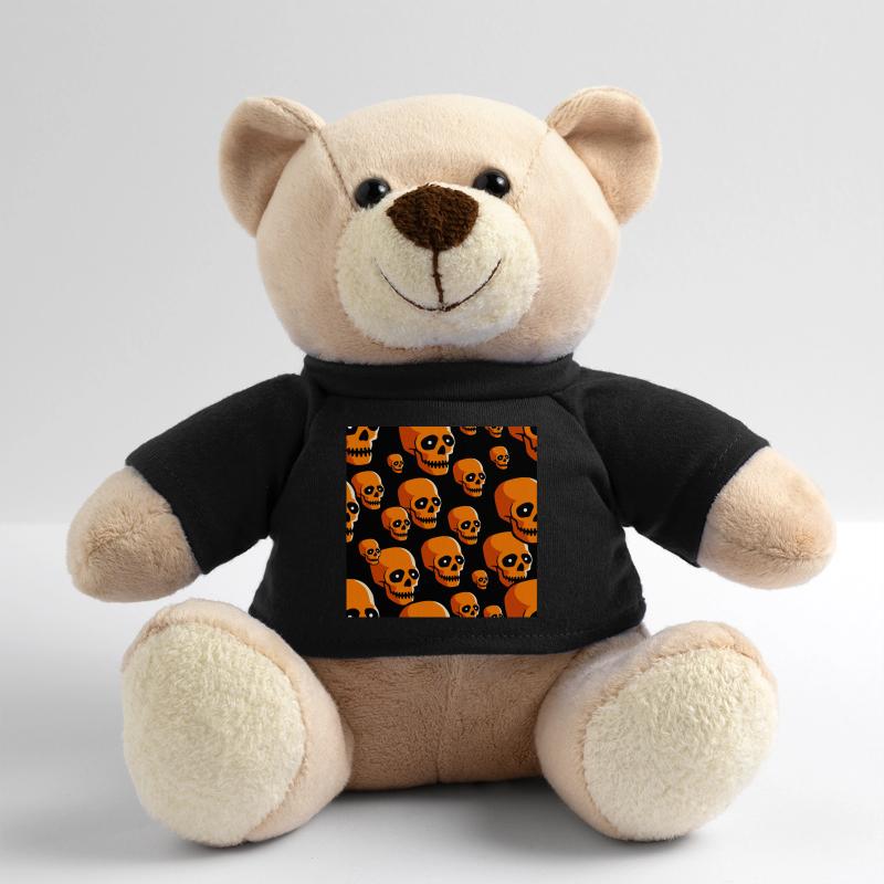 Skulls Pattern Halloween Black & Orange Pumpkin Teddy Bear