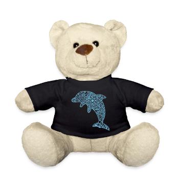 dolphin t-shirt dauphin dolphin delfin mandala - Teddy Bear - black - Front