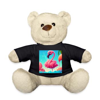 Flamingo Cartoon - Teddy - Schwarz - Vorne