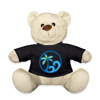 Waves and palm tree - Teddy Bear - black - Front