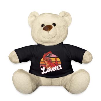 LORENZ - Beautiful boy name with T-REX Dino - Teddy Bear - black - Front