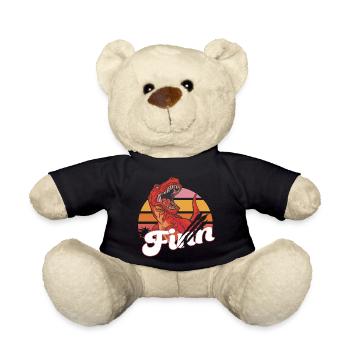 FINN - Beautiful boy name with T-REX Dino - Teddy Bear - black - Front
