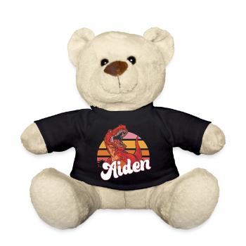 AIDEN - Beautiful boy name with T-REX Dino - Teddy Bear - black - Front