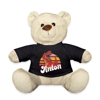 ANTON - Beau prénom de garçon avec T-REX Dino - Nounours - noir - Devant