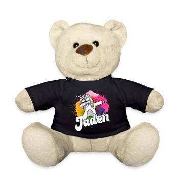JADEN - Beautiful Boy Name with Cool Unicorn - Teddy Bear - black - Front