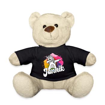 JANNIK - Schöner Jungen Name mit Coolem Einhorn - Teddy - Schwarz - Vorne