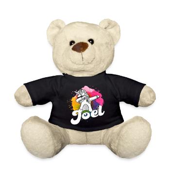 JOEL - Schöner Jungen Name mit Coolem Einhorn - Teddy - Schwarz - Vorne