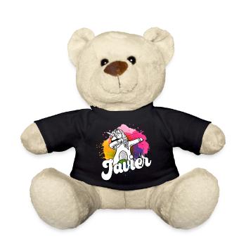 JAVIER - Schöner Jungen Name mit Coolem Einhorn - Teddy - Schwarz - Vorne