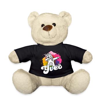 YVES - Beau nom de garçon avec licorne cool - Nounours - noir - Devant