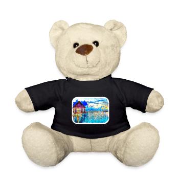 Maldives Watercolor Sketch Hand Drawn Illustration - Teddy Bear - black - Front