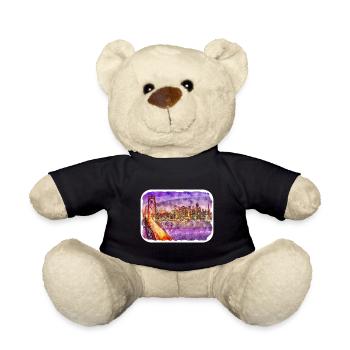 San Francisco Usa Watercolor Sketch Painting - Teddy Bear - black - Front
