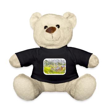 Österreich Aquarellskizze Handgezeichnete Illustration - Teddy - Schwarz - Vorne