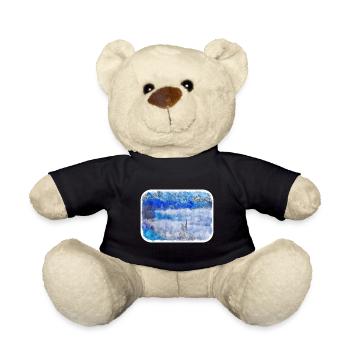 Europa Aquarellskizze Handgezeichnete Illustration - Teddy - Schwarz - Vorne
