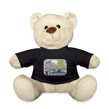 Amsterdam Niederlande Aquarell Skizze Zeichnung - Teddy - Schwarz - Vorne