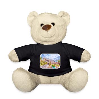 Spain Watercolor Sketch Hand Drawn Illustration - Teddy Bear - black - Front