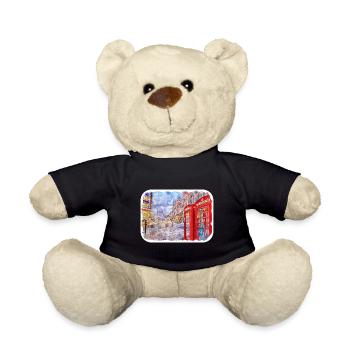 England UK Watercolor Sketch Painting Illustration - Teddy Bear - black - Front