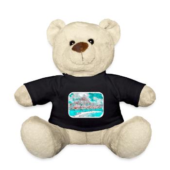 Maldives Watercolor Sketch Hand Drawn Illustration - Teddy Bear - black - Front