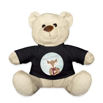 goldiger Fuchs für Weihnachten mit Zuckerstange - Teddy - Schwarz - Vorne