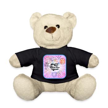 Happy New Year, colorful theme. - Teddy Bear - black - Front